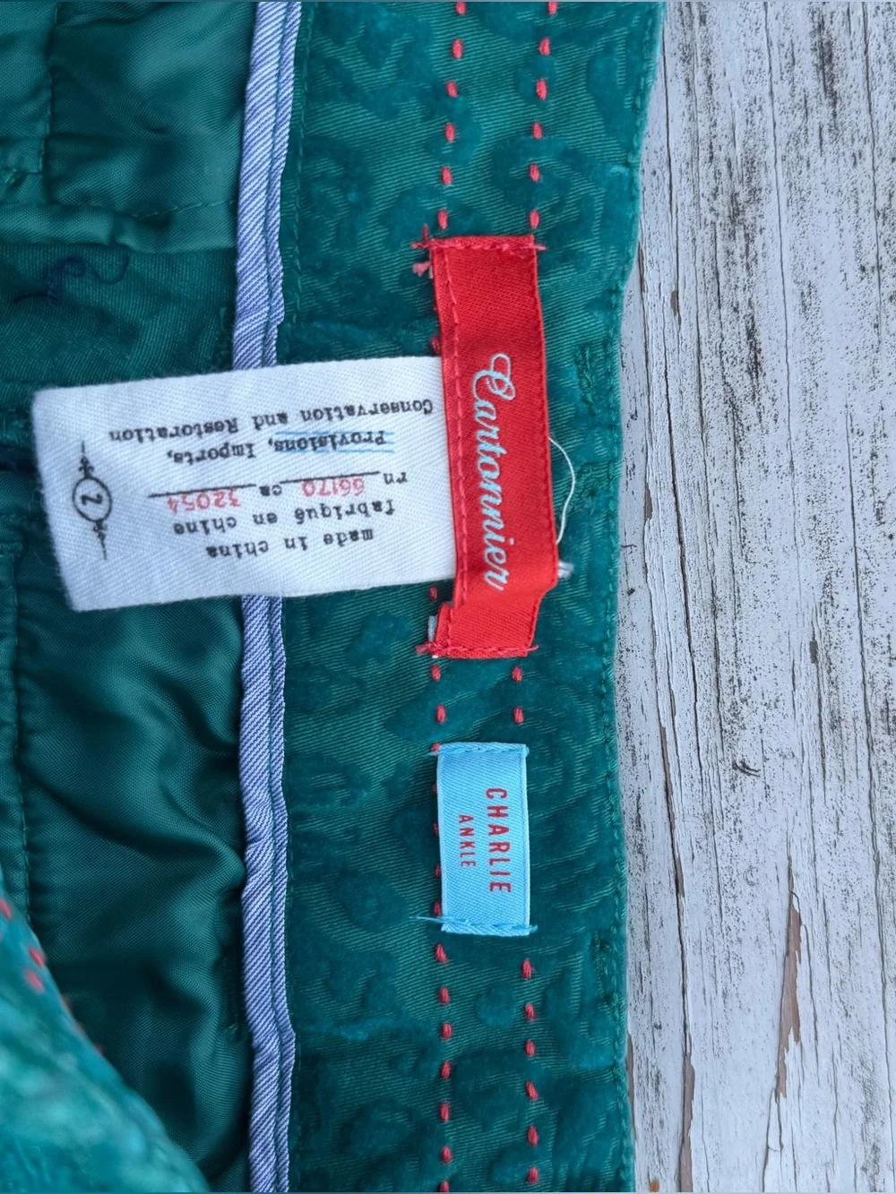 Cartonnier Charlie Ankle Teal Jacquard Ankle Pants Anthropologie sz 2